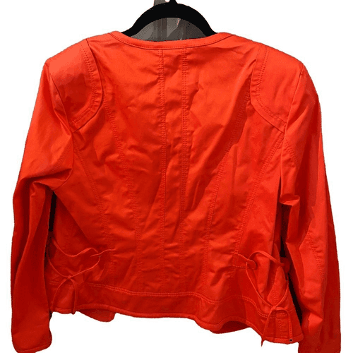 BASLER coral light weather moto jacket w zipper accents tie waist detail. Sz M - Thumbnail 3