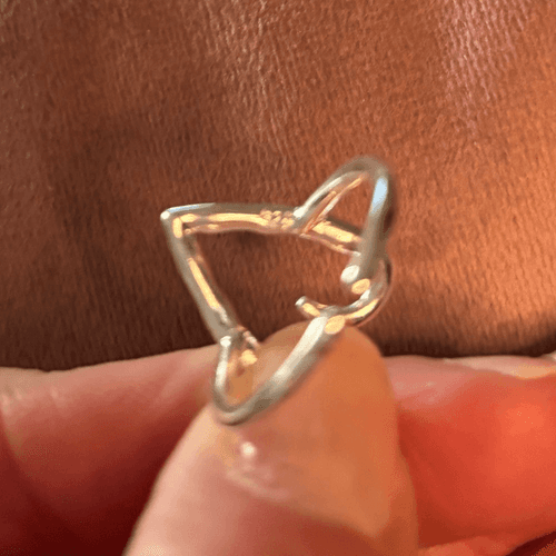Big Heart adjustable ring in 925 sterling silver - Thumbnail 6