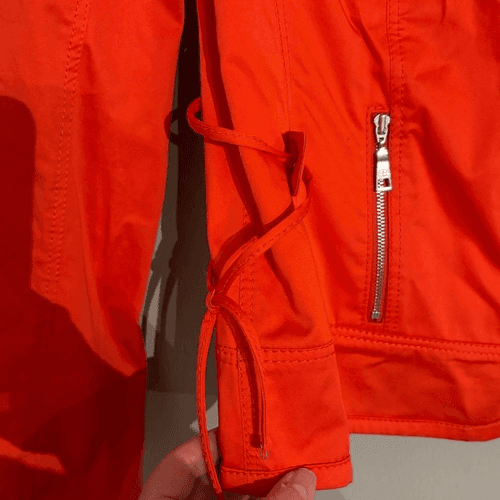 BASLER coral light weather moto jacket w zipper accents tie waist detail. Sz M - Thumbnail 4