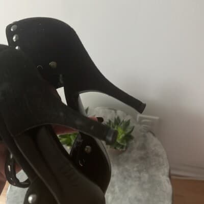 MOSCHINO Vintage black suede studded maryjane heels Pumps size 36 - Thumbnail 6