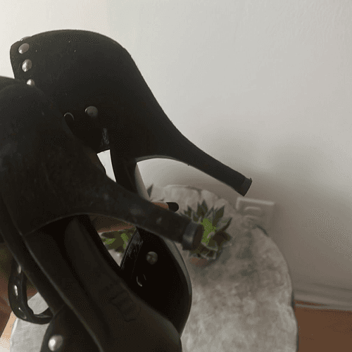 MOSCHINO Vintage black suede studded maryjane heels sz 36 - Thumbnail 6
