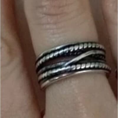 The Boho Weave Ring wide band adjustable in 925 silver - Thumbnail 5