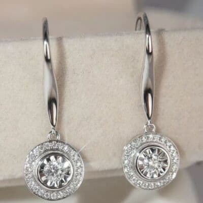 The Dazzling Dish 925 Silver White Sapphire Drop earrings - Image 1