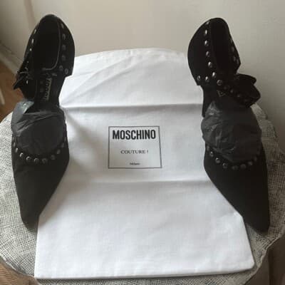 MOSCHINO Vintage black suede studded maryjane heels Pumps size 36 - Thumbnail 3
