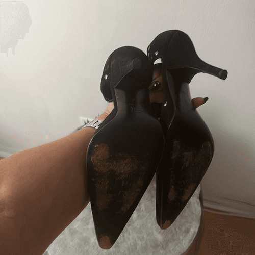 MOSCHINO Vintage black suede studded maryjane heels sz 36 - Thumbnail 5