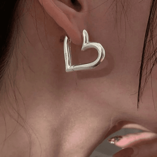 The Statement Heart earrings hoop huggie in 925 silver - Image 1