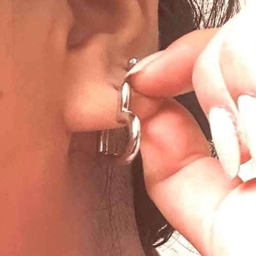 The Statement Heart earrings hoop huggie in 925 silver - Thumbnail 3