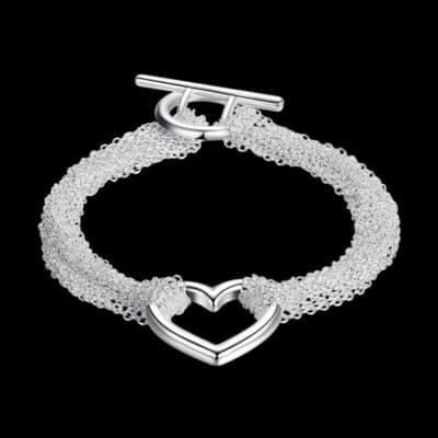 The Enmeshed Heart multi strand heart pendant bracelet in sterling silver. - Thumbnail 3