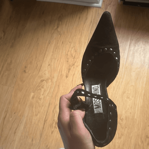 MOSCHINO Vintage black suede studded maryjane heels sz 36 - Thumbnail 10