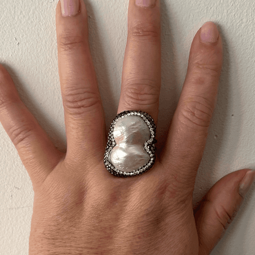 Vintage Statement Pearl Baroque Cocktail ring. - Thumbnail 2