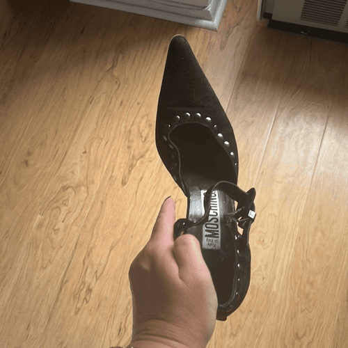 MOSCHINO Vintage black suede studded maryjane heels sz 36 - Thumbnail 11