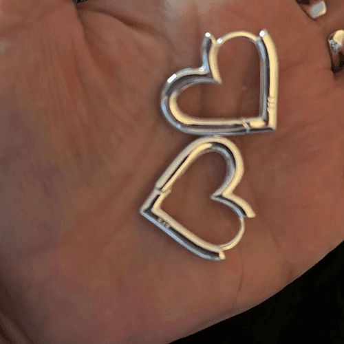 The Statement Heart earrings hoop huggie in 925 silver - Thumbnail 2