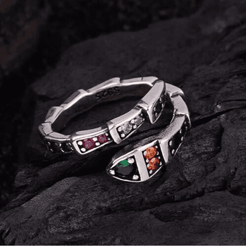 The Multi-Colored Serpent Ring in 925 silver - Thumbnail 9