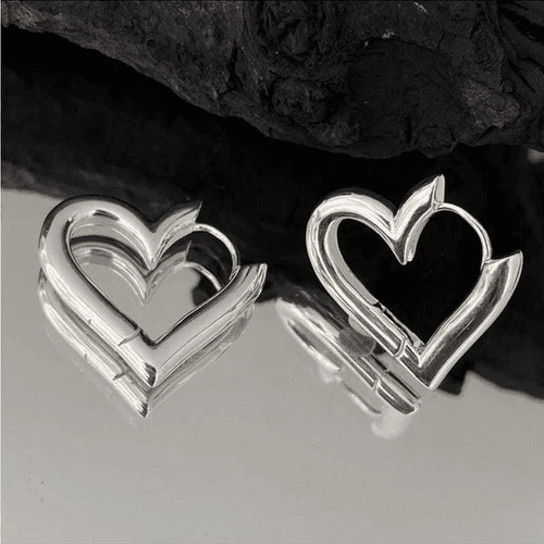 The Statement Heart earrings hoop huggie in 925 silver - Thumbnail 5