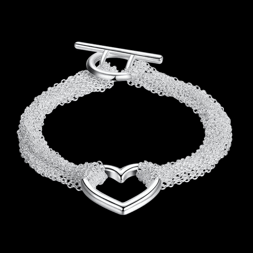 The Mesh Chain Heart Toggle Bracelet 925 - Thumbnail 5
