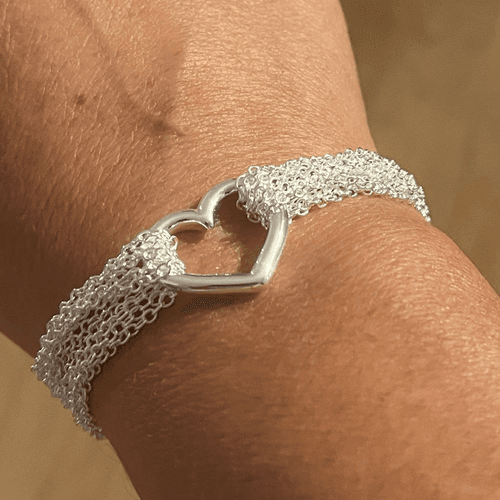 The Mesh Chain Heart Toggle Bracelet 925 - Thumbnail 6