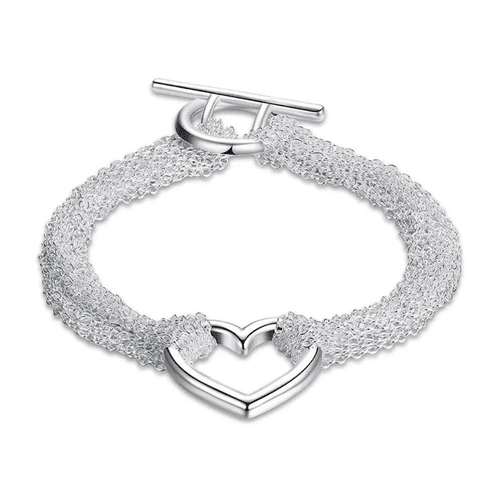 The Mesh Chain Heart Toggle Bracelet 925 - Thumbnail 14