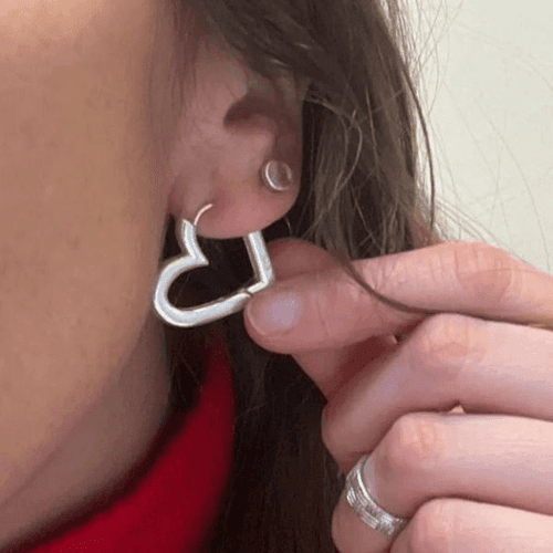The Statement Heart earrings hoop huggie in 925 silver - Image 1