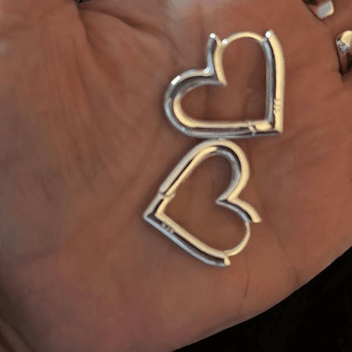 The Statement Heart earrings hoop huggie in 925 silver - Thumbnail 5