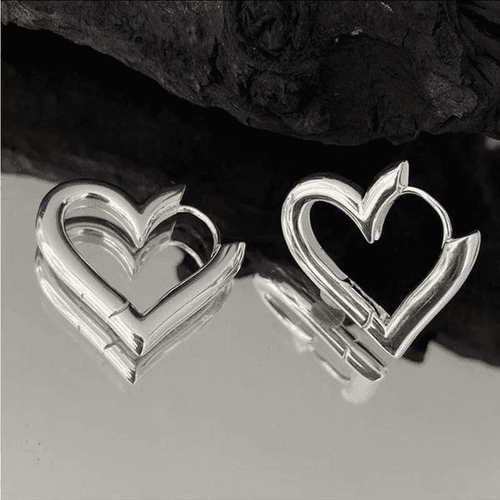 The Statement Heart earrings hoop huggie in 925 silver - Thumbnail 4