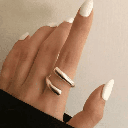 The Axis 925 adjustable modern statement ring in silver - Thumbnail 2