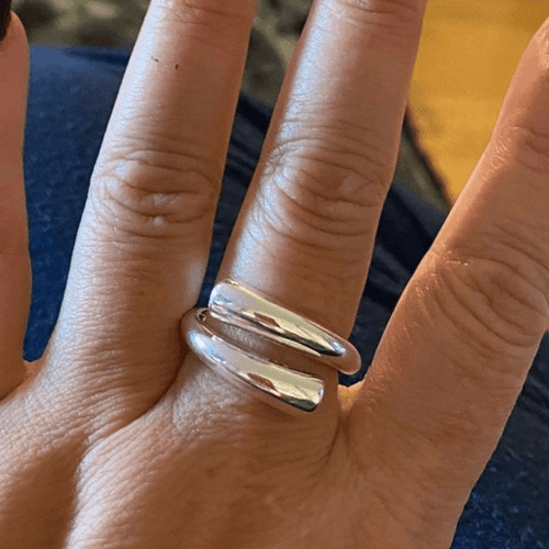 The Axis 925 adjustable modern statement ring in silver - Thumbnail 6