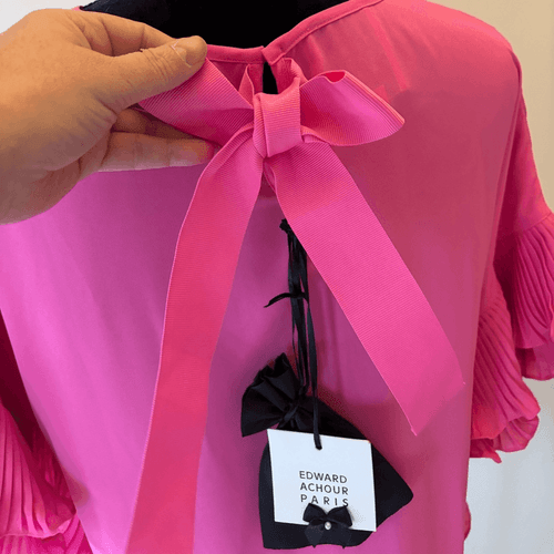NWT EDWARD ACHOUR PARIS Fuchsia RUFFLE BLOUSE sz 42/10 US - Thumbnail 4