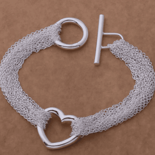 The Mesh Chain Heart Toggle Bracelet 925 - Thumbnail 4
