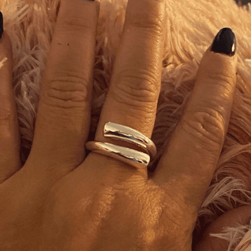 The Axis 925 adjustable modern statement ring in silver - Thumbnail 7