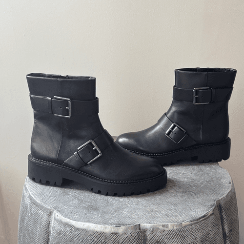 Nordstrom Black Macombs Water Resistant Moto Boot sz 6.5 - Thumbnail 5
