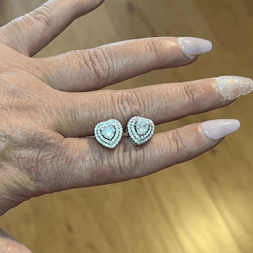 The Double Heart Earrings in 925 and brilliant cubic zirconia - Thumbnail 8