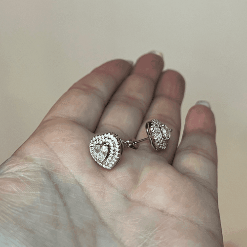 The Double Heart Earrings in 925 and brilliant cubic zirconia - Thumbnail 7