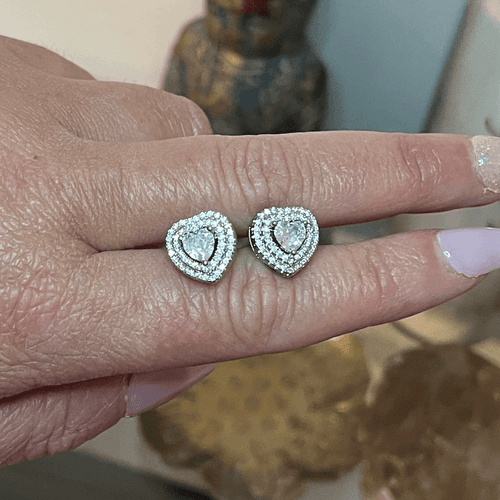 The Double Heart Earrings in 925 and brilliant cubic zirconia - Thumbnail 11