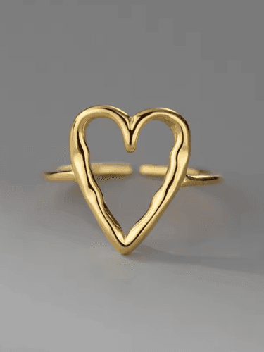 The Gold Wired Oversized heart ring in 925 silver and 14k plating - Image 1