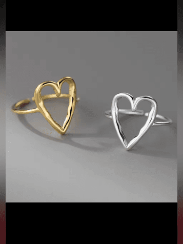 The Gold Wired Oversized heart ring in 925 silver and 14k plating - Thumbnail 4