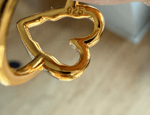 The Gold Wired Oversized heart ring in 925 silver and 14k plating - Thumbnail 5