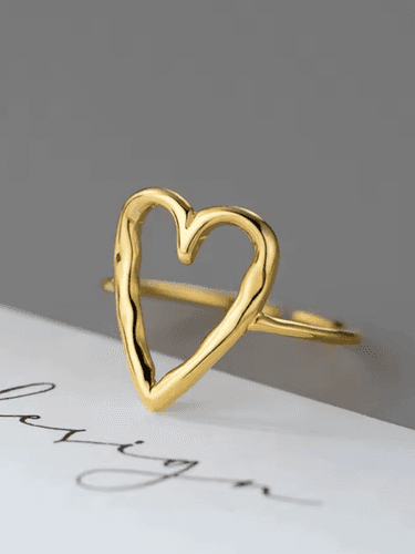 The Gold Wired Oversized heart ring in 925 silver and 14k plating - Thumbnail 3