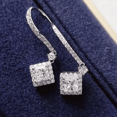 The Geometric Dangle Drop Earrings in 925 silver and cubic zirconia - Thumbnail 6