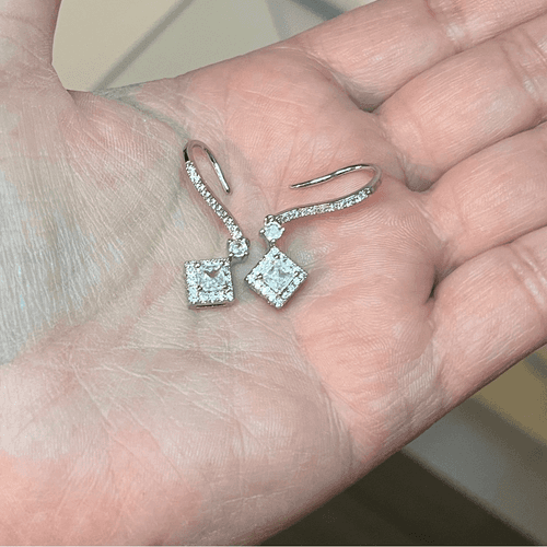 The Geometric Dangle Drop Earrings in 925 silver and cubic zirconia - Thumbnail 2