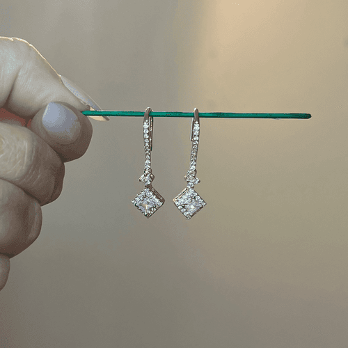 The Geometric Dangle Drop Earrings in 925 silver and cubic zirconia - Thumbnail 10