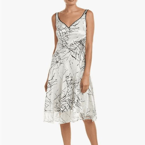 Elie Tahari Seldana Abstract-Print 100% Silk Slip Dress US 4 - Image 1