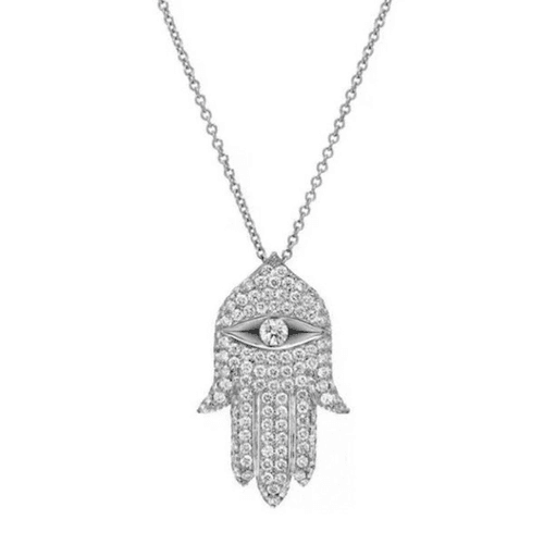 The Bling Hand White Sapphire & 925 Silver Hamsa necklace - Image 1