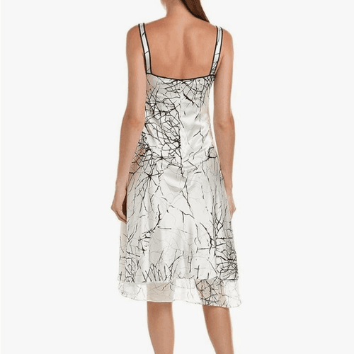 Elie Tahari Seldana Abstract-Print 100% Silk Slip Dress US 4 - Thumbnail 4