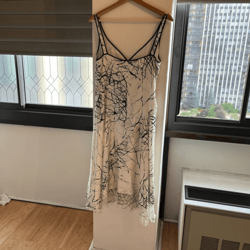 Elie Tahari Seldana Abstract-Print 100% Silk Slip Dress US 4 - Thumbnail 3