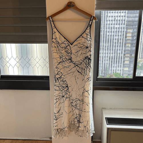 Elie Tahari Seldana Abstract-Print 100% Silk Slip Dress US 4 - Thumbnail 2
