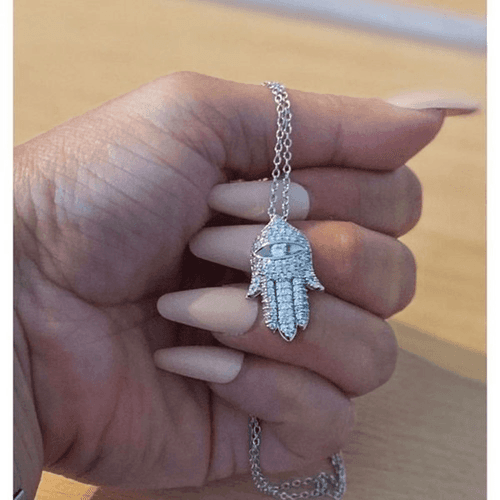 The Bling Hand White Sapphire & 925 Silver Hamsa necklace - Thumbnail 6