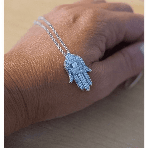 The Bling Hand White Sapphire & 925 Silver Hamsa necklace - Thumbnail 5