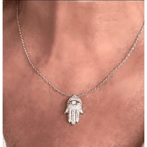The Bling Hand White Sapphire & 925 Silver Hamsa necklace - Thumbnail 2