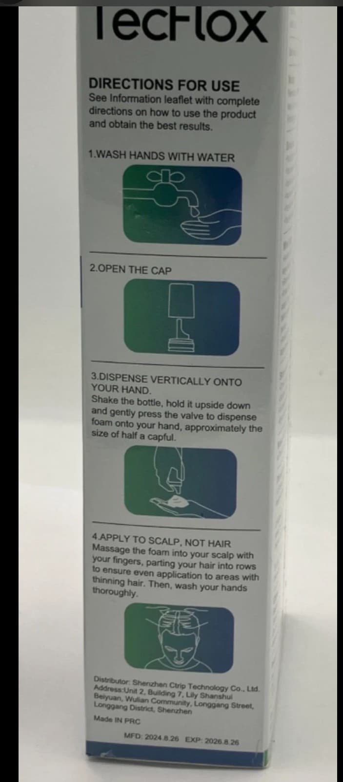 TecFlox Minoxidil 5% Foam Hair Regrowth 2 Pack 4.22 oz Each Exp 08/2026 - Thumbnail 2