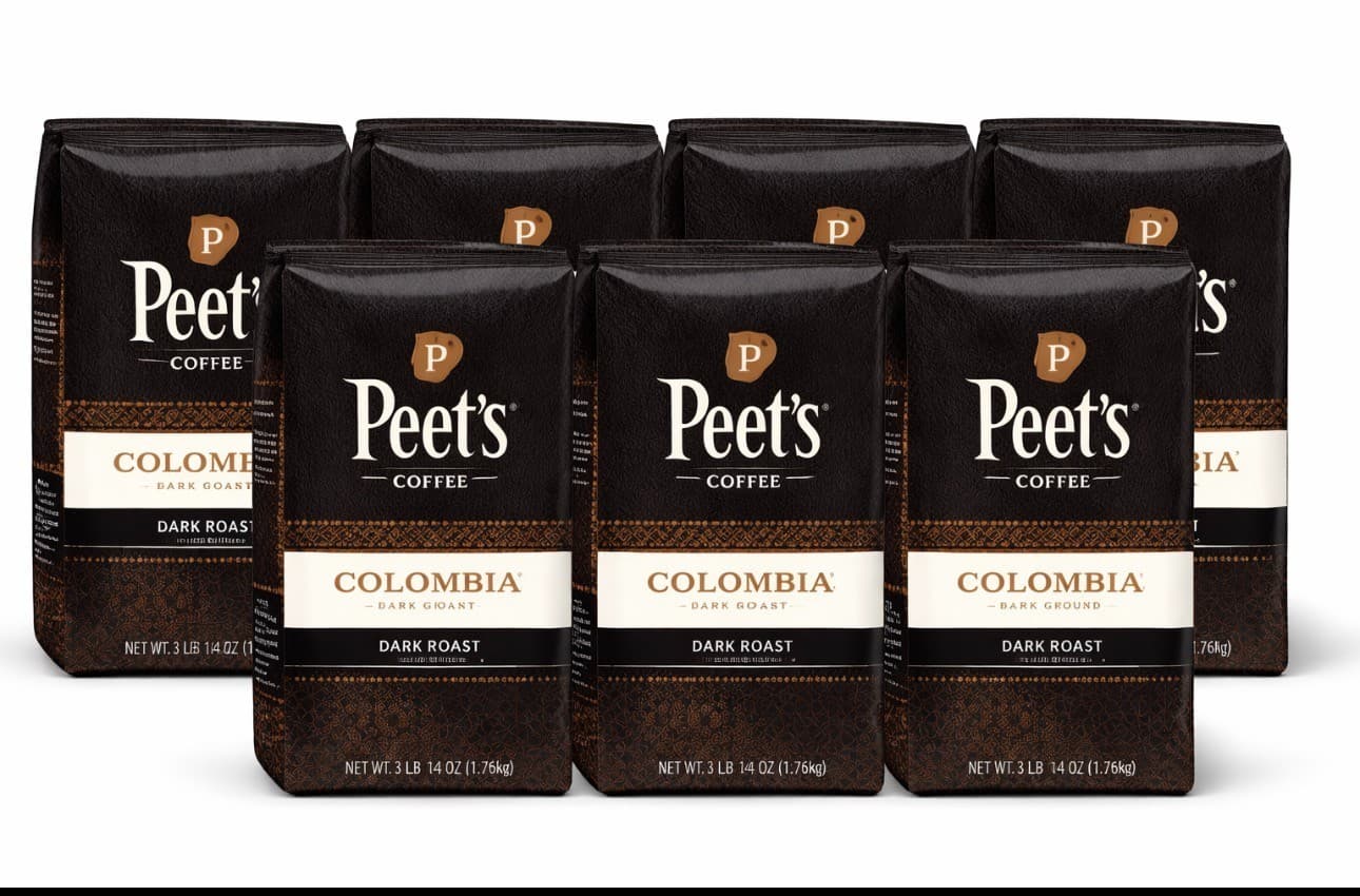 Peet's Coffee Colombia Dark Roast Ground 3.9 lb (6 Bags) EXP 05/2026 BULK DEAL - Image 1